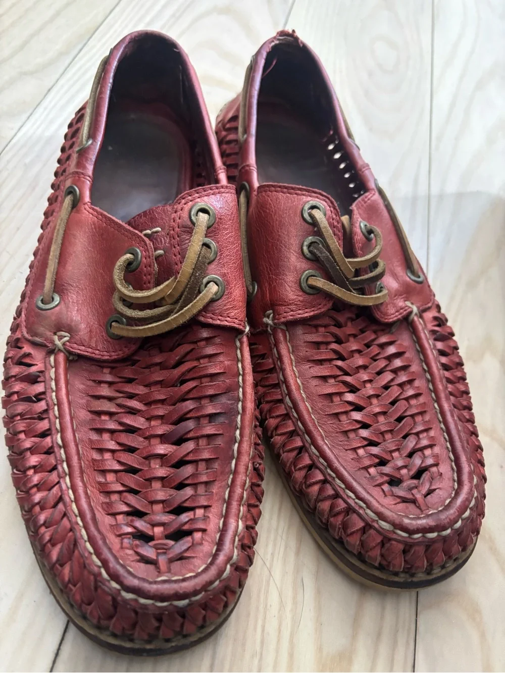 Frye Sully Men's Woven Leather Loafers - Red 9